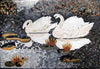 Arte de azulejos de mosaico - Cisnes blancos