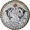 Mosaico medallón de dos delfines