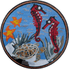 Mosaico vibrante de cavalos-marinhos