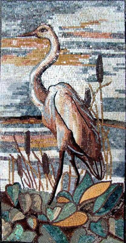 Design de mosaico - garça em um lago