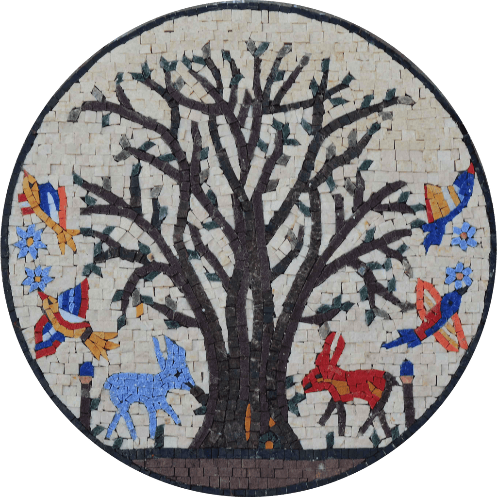 Mosaik Medaillon - Waldtiere