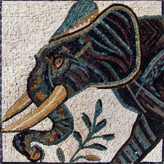 Marmor-Mosaik-Kunst - Elefant