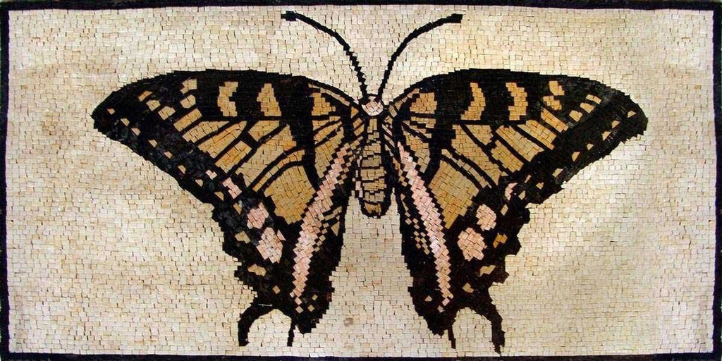 Arte de azulejos de mosaico - Diseño de mariposa