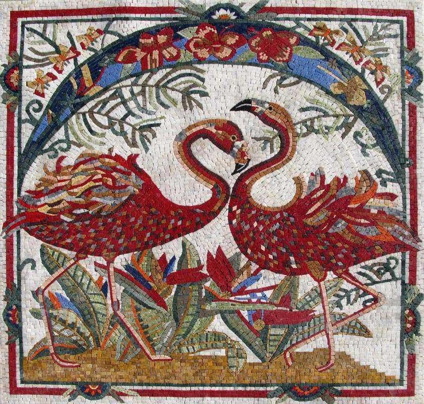 Mosaic Art - Red flamingos