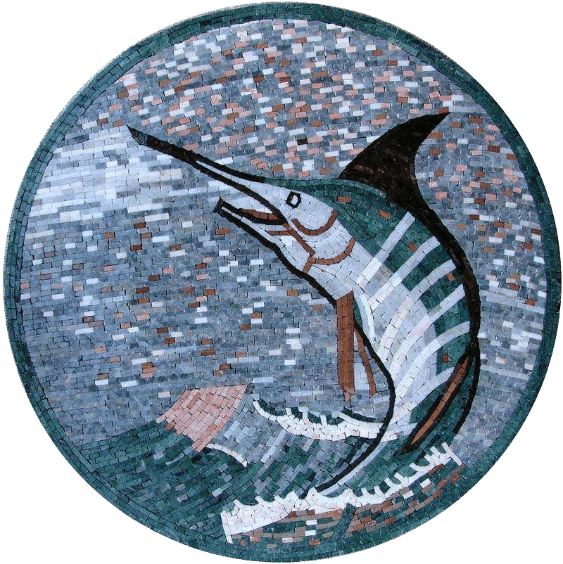 Opera d'arte del mosaico di pesce spada