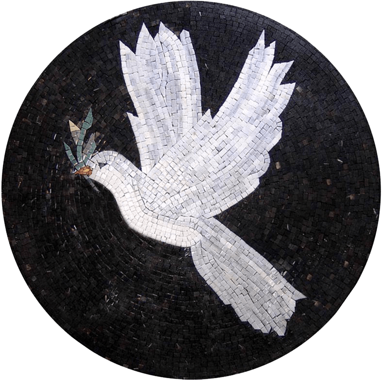 Arte de medallón de mosaico - Paloma blanca