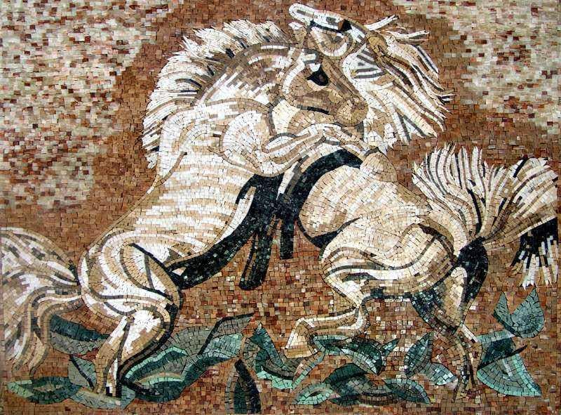 Mosaikgrafik - Verliebte Pferde