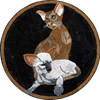 Arte de medallón de mosaico - Dos gatos