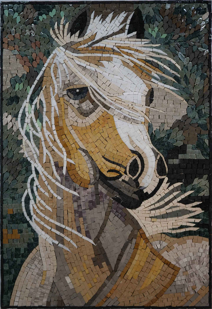 Blonde Clydesdale Horse Mosaic Art