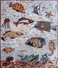 Mosaico de acuario de criaturas marinas