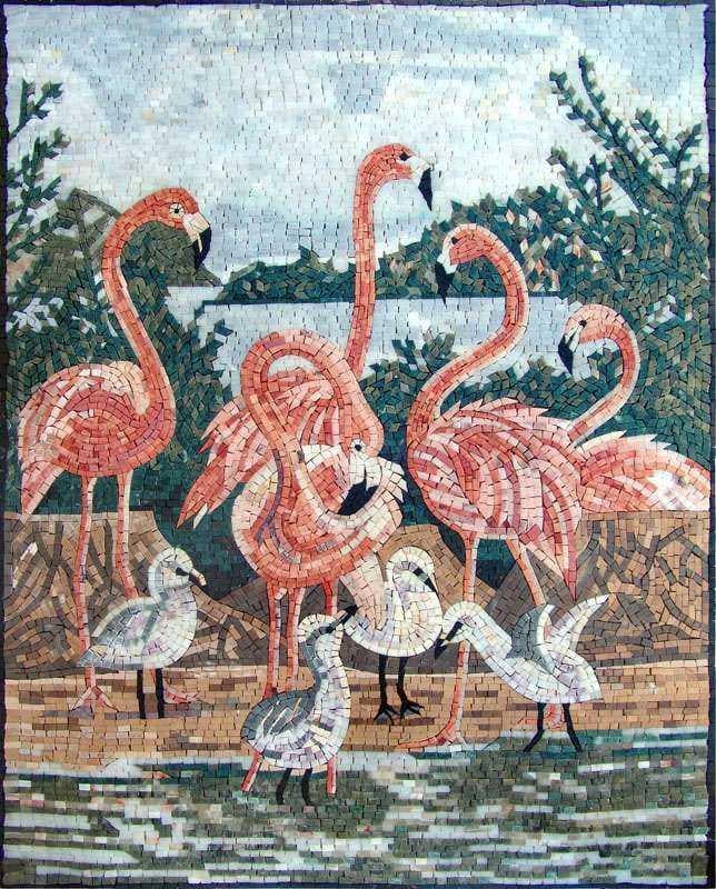 Мозаика с животными - Розовый фламинго