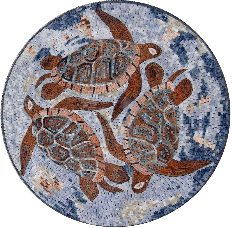 Peinture murale en mosaïque de tortue de mer