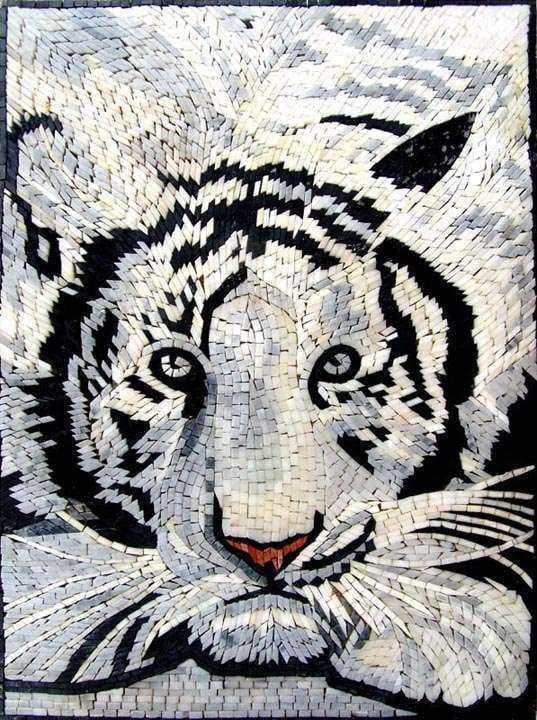 Diseños de mosaico de vida silvestre - tigre blanco