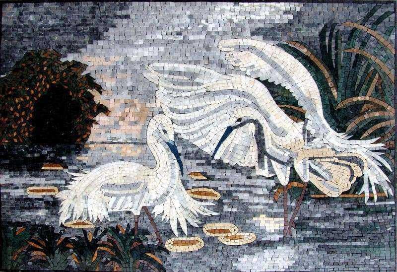 Arte de la pared del mosaico - Ganso de alas azules