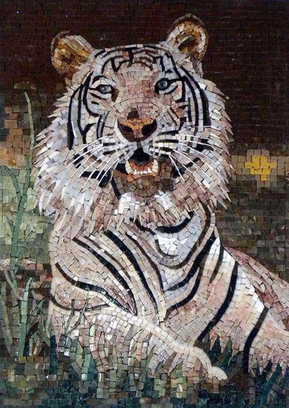 Arte de pared de mosaico - tigre blanco