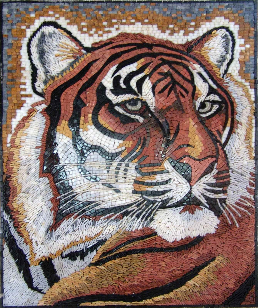 Arte de parede em mosaico - aparência de tigre