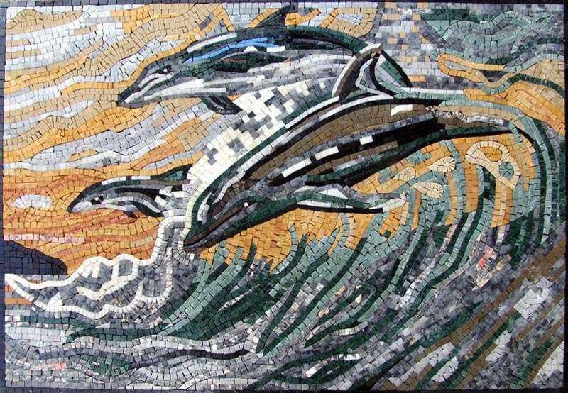 Mosaico in marmo di delfino