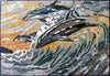 Mosaico de mármol de delfín