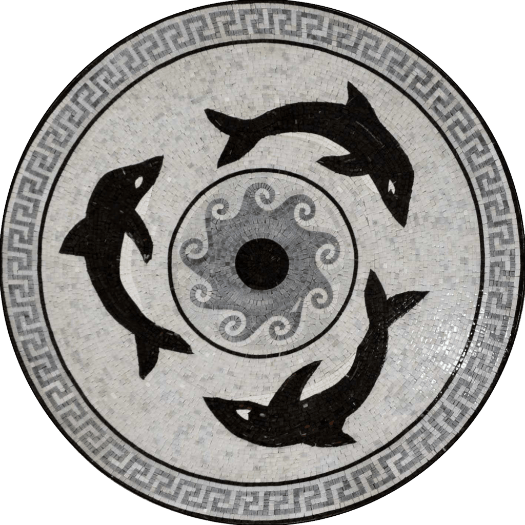 Diseño de arte mosaico de delfines