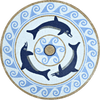 Médaillon Mosaïque - Dauphins Marine