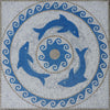 L'œuvre de mosaïque des trois dauphins | Vie marine et nautique | Mozaïco