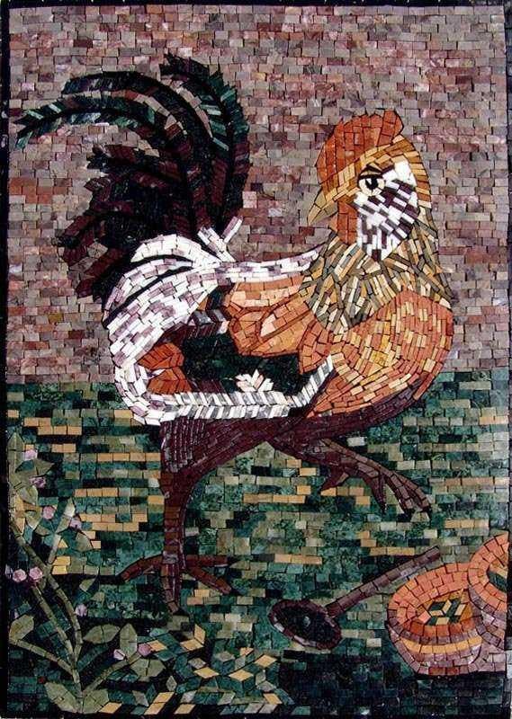 Arte em mosaico de mármore - Galo