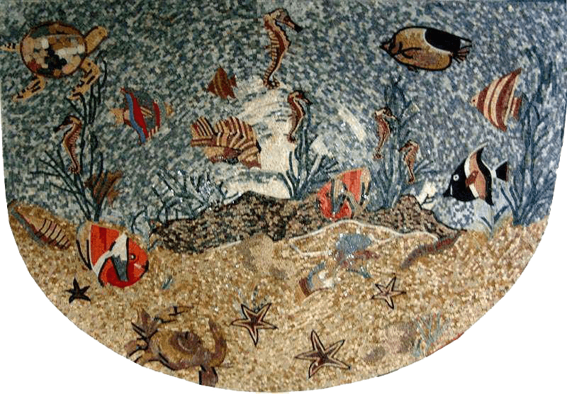 Mosaico Sea Life Acuario Mármol Arte