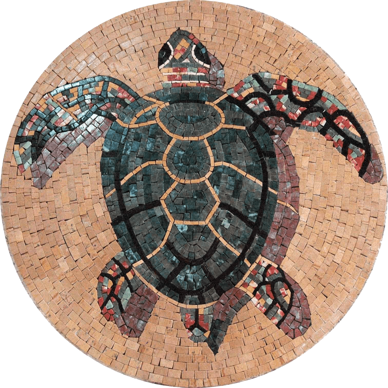 Colorful Sea Turtle Mosaic | Marine Life&Nautical | Mozaico