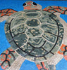 Tortuga nadando con sombra en azul - Arte mosaico