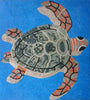 Tartaruga nadando com sombra em azul - arte em mosaico