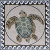 Arte de mosaico de tortugas marinas con bordes