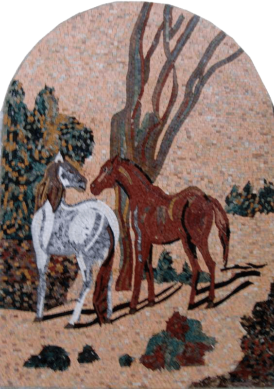 Arcos de arte em mosaico - cavalos