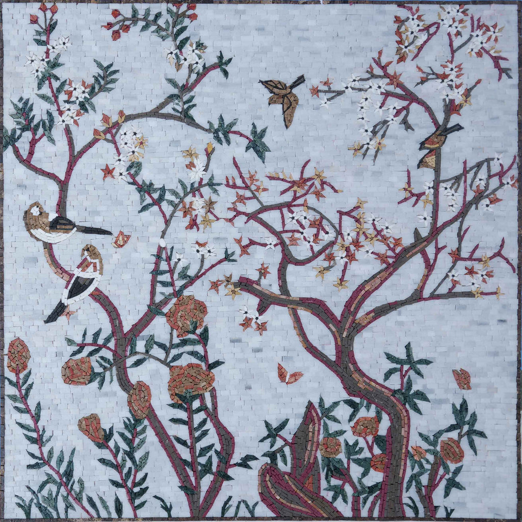 Arte em mosaico de árvore de primavera