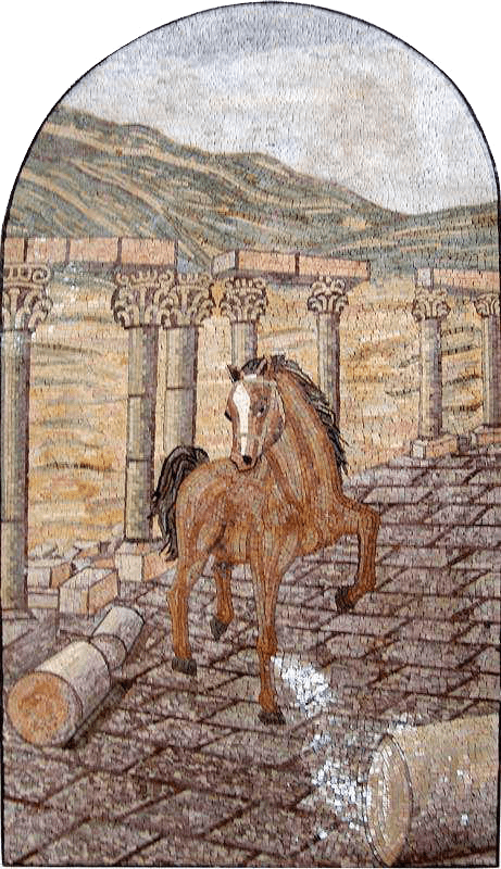 Arte de mosaico de mármol - Caballo encantador