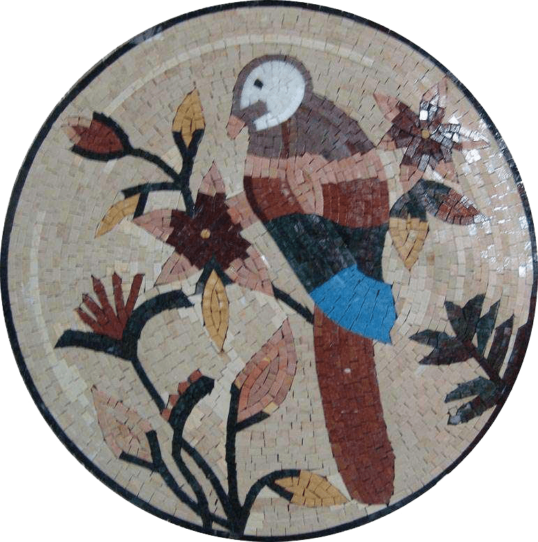 Arte de parede em mosaico - periquito de asas de cobalto