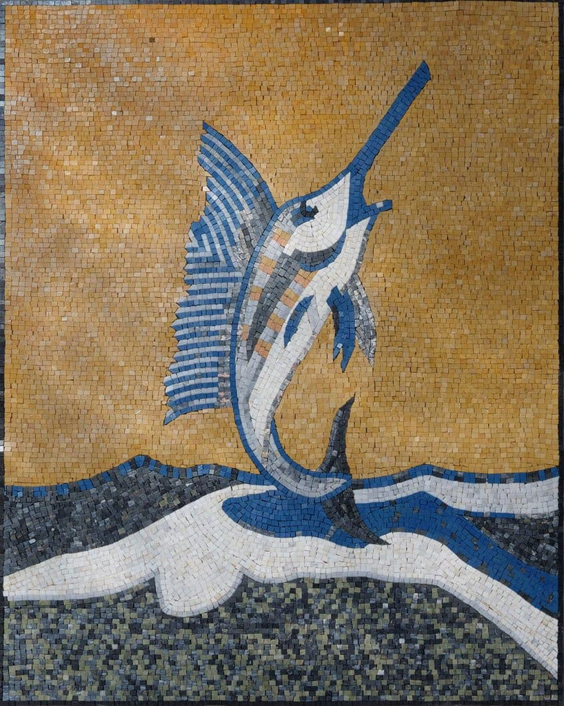 Arte em mosaico de peixe-espada