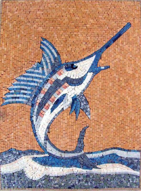 Arte em mosaico de peixe-espada