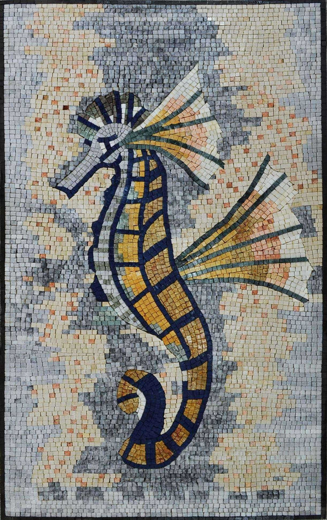 mosaico de mármore cavalo-marinho