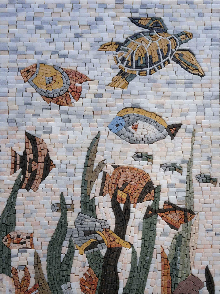 Sotto il mare Pesce e Tartaruga Mosaico art