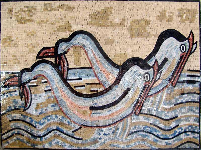Two Lovely Dolphins Mosaics