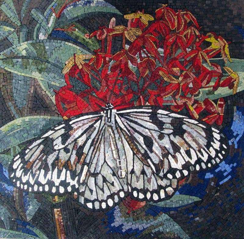 Mosaik-Wand-Kunst - Schmetterlings-Blume