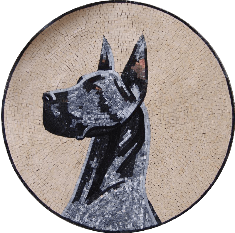 Medaglione in mosaico di marmo - Cane