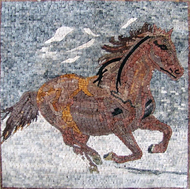 Mosaikgrafik - Galoppierendes Pferd
