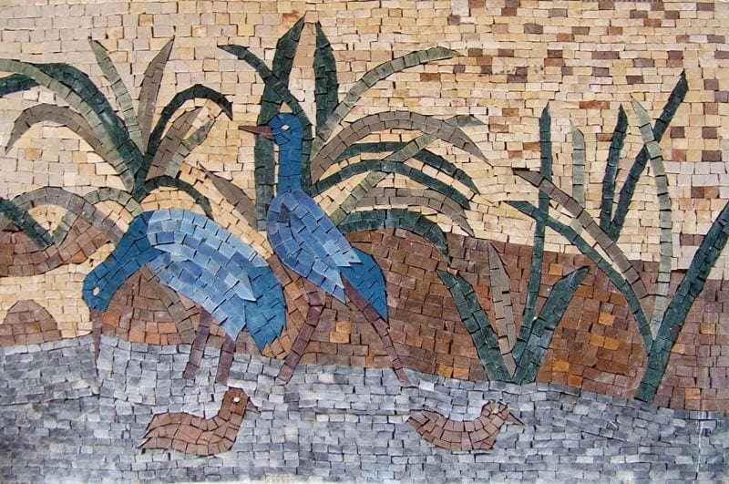 Arte de azulejos de mosaico - patos azules