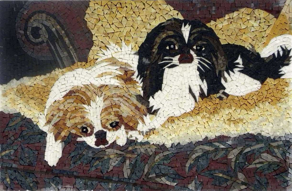 Arte em mosaico - Dois cães