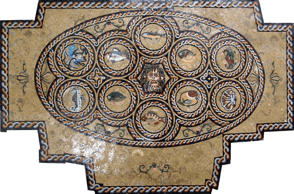 Dio greco del mosaico del mare