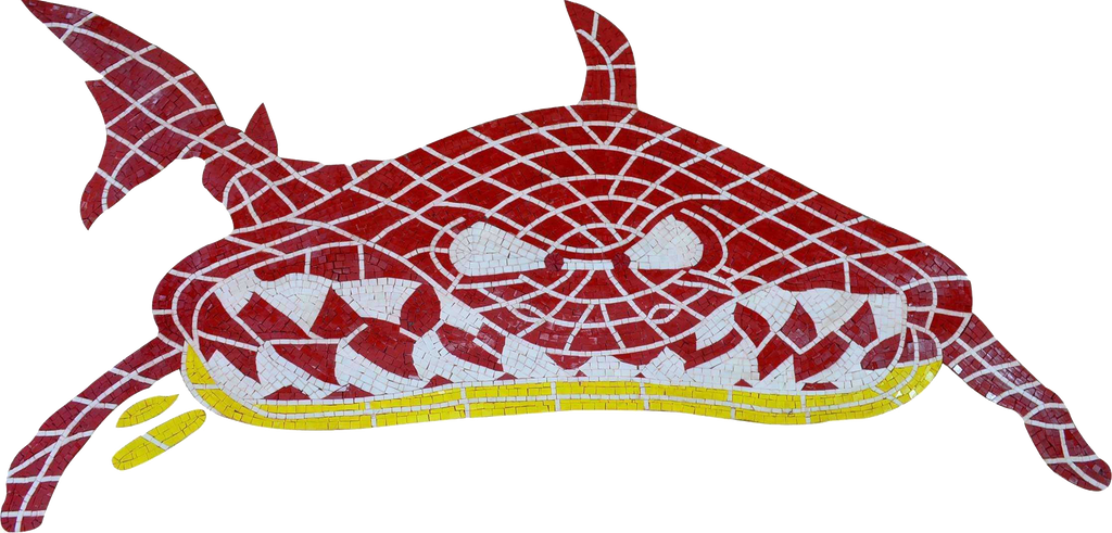 Mosaico in marmo di squalo rosso