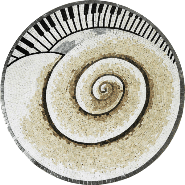 Musical Snail Zentangle - Marble Mosaic Artwork - Mesh Backing