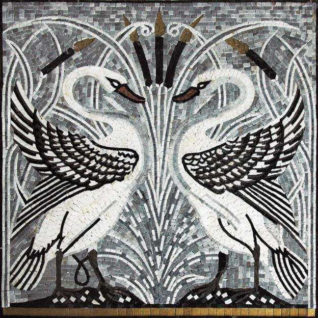 Узоры мозаичной плитки - Белые лебеди