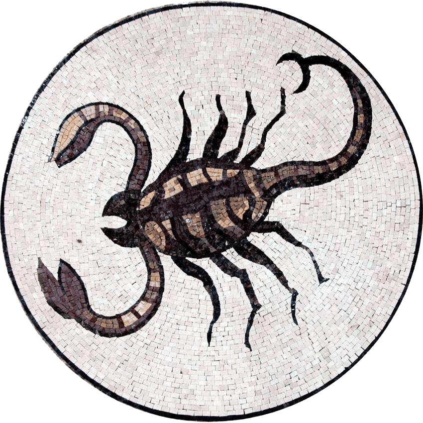 Arte em mosaico - medalhão de escorpião